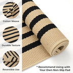 KOZYFLY Brown and Black Striped Porch Rug 2x4.3 Ft Washable Outdoor Rug Farmhouse Outdoor Doormats Front Door Rugs Striped Runner Rugs for Front Door Kitchen Hallway Bedroom Laundry Room