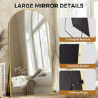 Oversized Full Length Mirror 81x41 Inch - Wall Mounted or Standing Floor Mirror with Aluminum Alloy Frame, Shatterproof Tempered Glass - Modern Mirror for Bedroom, Living Room, Closet, Gold