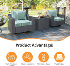 Outdoor Patio Chair Cushions Set, 24" x 24", Set of 2, Water-Repellent, Fade Resistant, Deep Seat Bottom and Back Cushion for Backyard, Couch, Sofa and Patio Furniture, Aqua Stripe