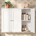 VASAGLE Siren Collection - Bathroom Wall Cabinet, Hanging Bathroom Storage Cabinet, for Medicines, Farmhouse, 4 Adjustable Shelves, 7.9 x 31.5 x 23.6 Inches, Cloud White UBBK350WB01S