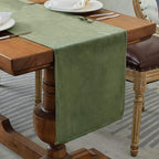 BALCONY & FALCON Velvet Table Runner 14"x51" Olive Luxury Machine Washable Farmhouse Vintage Runner for Table Dining, Party, Wedding, Birthday, Easter, Thanksgiving & Christmas & Home Décor
