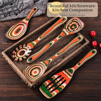 Gudamaye Pakkawood 7-Piece Red Wooden Cooking Utensils, Wooden Spoons for Cooking,Wooden Spoon Set, Wooden Kitchen Utensil set, Pakkawood kitchen Utensils for Serving, Bridal Shower Gifts