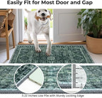 KOZYFLY Area Rug 4x6 Ft Washable Rugs for Entryway Non Slip Faux Wool Printed Throw Rug for Kitchen Bedroom Hallway Living Room Indoor Floor Decoration, Dark Green