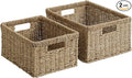 StorageWorks Wicker Storage Baskets, Handwoven Seagrass Basket for Organizing, Decorative Organizers with Built-in Handles, Set of 2