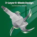 BUMET 800W 2-12cup Food Chopper LED Timer 3-Tier 6 Blades