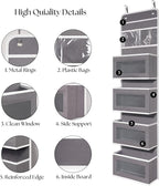 Giraffe Creation Gray Over Door Organizer with 4 Large Clear Pockets, Neutral Hanging Door Storage for Closet, Bathroom, Bedroom, Dorm, Nursery, Toys, Toiletries
