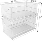 Sorbus® Cabinet Organizer Set—Mesh Storage Organizer with Pull Out Drawers—Ideal for Countertop, Cabinet, Pantry, Under the Sink, Desktop and More (White Two-Piece Set)