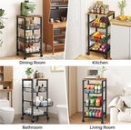 SNTD Fruit Basket Vegetable Stand for Kitchen Pantry, Pull Out Metal Wire Basket with Wood Top for Fruit Vegetable Onions Potatoes Snacks