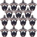 Retro Bottle Cap Opener Mountable - Stationary Wall Beer Bottle Opener Antique Copper - Cooler Mount Beer Bottle Top Opener Bulk Open Here (15 PCS)