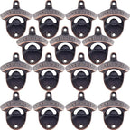 Retro Bottle Cap Opener Mountable - Stationary Wall Beer Bottle Opener Antique Copper - Cooler Mount Beer Bottle Top Opener Bulk Open Here (15 PCS)