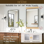 TETOTE Black Bathroom Mirror 20 x 30 Inch Matte Black Bathroom Mirrors, Tempered Glass, Modern Farmhouse Wall Mounted Mirror for Decorative(Horizontal/Vertical)