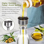 YEBODA 8oz Clear Glass Olive Oil Dispenser Bottles, and Vinegar Cruet Bottle Includes Pourers, Funnel Labels, Cooking Container for Kitchen 6 Pack