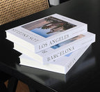 Decorative Coffee Table Book Set – 3 Neutral Hardcover Books with Blank Pages for Home Styling – Travel-Inspired Display Featuring Barcelona, Milan & Los Angeles