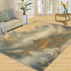 Misty Peaks Rugs for Bedroom - 5x7 Area Rug - Classic Fairy Palace Rugs for Living Room, Fairy Forest Rug, Washable Home Decor Carpet