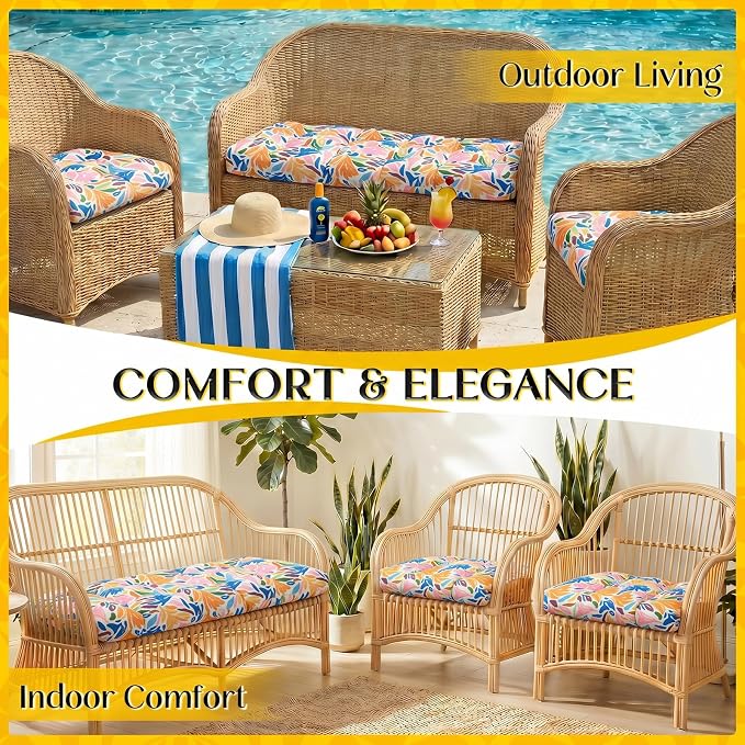 1 MIDDLE ONE Wicker Chair Cushions 3 Pieces Set
