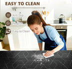 Shelf Liners for Kitchen Cabinets 17.3in x 20FT, Non Adhesive Cabinet Liner Strong Non-Slip Black and Silver Geometric Drawer Liner, Easy to Clean for Cabinet with Knife and Tape Measure