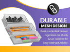 YBM HOME Silver Mesh Drawer Cabinet and or Shelf Organizer Bins, School Supply Holder Office Desktop Organizer Basket (12, 3x6x2 Inch)