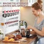 16-Piece Stainless Steel Measuring Cups and Spoons Set, Strong Magnetic Nesting Design 7 Cups 8 Spoons with Leveler, Double Measurement Markings for Dry & Liquid Ingredients, Pink
