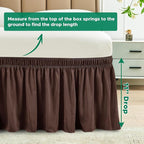Biscaynebay Wrap Around Bed Skirts for Queen Beds 11" Short Drop, Brown Adjustable Elastic Dust Ruffles Easy Fit Wrinkle Resistant Silky Luxurious Fabric Machine Washable