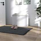 HOMCOM Narrow Shoe Bench with Padded Cushion, Shoe Cabinet with Flip-Drawer and Adjustable Shelf, Small Entryway Bench Holds up to 265lb, 24.4x10.2x18.7 Inches, White