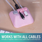 Smartish® Magnetic Cord Holder - Cable Wrangler Organizer with Magnet Clips for Charger Management on Desktop, Nightstand for USB-C + Lightning - I'm Blushing