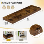 Acovy 30 Inch Floating Shelves, 9.3" Deep Floating Shelf Wall Mounted, Rustic