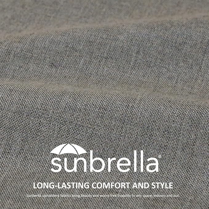 Sunbrella Outdoor Patio Chair Cushions Set, 24" x 24", Set of 2, Water-Repellent, Fade Resistant, Deep Seat Cushion for Backyard, Couch, Sofa and Patio Furniture, Cast Shale