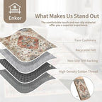 Enkor Runner Rugs for Hallway, 2x8 Washable Soft Non Slip Floor Rugs for Kitchen, Modern Mat for Living Room Bedroom Entryway Beige & Red