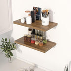 Dreamland 24" Floating Shelves for Wall, 12" Deep Slim Walnut Floating Shelves, Wall-Mounted Shelves for Bedroom, Living Room, Kitchen, Bathroom - Set of 2
