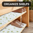 RAY STAR 12X120 Inch Shelf Liner for Kitchen Cabinets, Non-Adhesive Cabinet Liner Washable, PVC Drawer Liner for Dresser Non-Slip Bathroom (Green-Floral)(1 Roll)