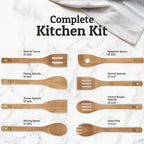 PriorityChef Wooden Spoons for Cooking, 8Pc Non Scratch Bamboo Cooking Utensils, Non-Toxic Wooden Utensil Set, Easy to Clean Kitchen Utensils Set for Everyday Use on All Cookware Types