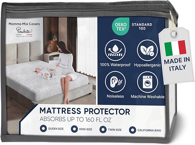 PAULATO BY GA.I.CO Twin Waterproof Mattress Protector – Mattress Cover for Twin Size Bed – Breathable Noiseless Hypoallergenic Machine Washable – Water Proof Protector with Deep Elastic Skirt