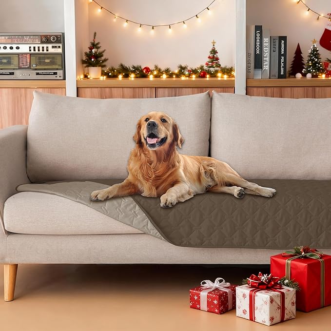 gogobunny 100% Double Sided Waterproof Dog Blanket Soft Pet Bed Cover Reversible Protect Furniture Couch Sofa Car for Puppy Cat Kids (Dark Walnut/Light Walnut, 30x70 Inch (Pack of 1))