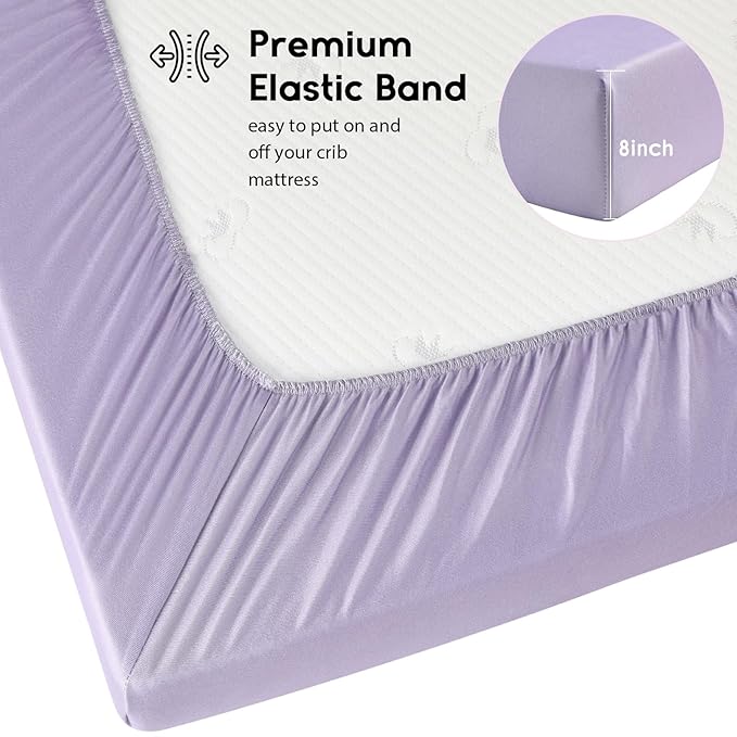 Yoofoss Baby Crib Sheets for Boys Girls, Fitted Crib Sheet 2 Pack for Standard Crib and Toddler Mattress, Super Soft Microfiber Baby Sheet 28x52x8in(Purple+Unicorn)