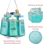 F-color Mesh Shower Caddy Portable, Large Capacity Shower Bag Basket Tote for College Dorm Room Toiletry Gym Rv Essentials, Bathroom with S Hook, Mint Green