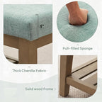 Zihanhome Entryway Shoe Bench with Cushion, End of Bed Bench,Upholstered Bench for Kitchen, Bench with Solid Wood Shelf, Fabric Ottoman Bench for Hallway, Living Room (Teal)