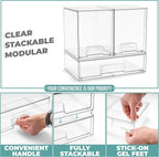 Sorbus Acrylic Storage Containers - 3 Pack, Stackable Storage Bins Set for Bathroom Organization - Clear Acrylic Drawer Organizers - Makeup Case Pull-Out Drawers (7.6’’ Tall and 12.1’’ Wide)