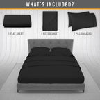 King Size Sheets Set Cooling - Luxury Hotel Sheets - Soft Bed Sheet with Elastic Corner Straps - Deep Pockets Microfiber Bedsheet - Bedding Sheet & Pillowcases - 4 Piece (King, Black)