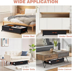 Under Bed Storage with Wheels - Rolling Underbed Containers with PVC Clear Lid & Dividers, 600D Oxford Fabric, PU Leather Handles, Adjustable Magic Tape Partition, XXL 66L, Black