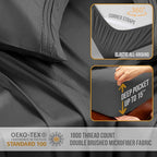 Queen Sheet Set - Luxury Hotel Bed Sheet - Soft Cooling Sheets with Elastic Corner Straps - Deep Pockets Microfiber Bedsheet - Bedding Sheets & Pillowcases - 4 Piece (Queen Size, Gray)