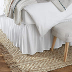 KRISHNA Ruffled Bed Skirt with Split Corners Full, 100% Microfiber Hotel Quality, 24 Inch Drop Dust Ruffle Gathered Bedskirt with Platform, 54" x 75", White