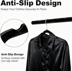 Velvet Hangers 50 Pack, Non Slip Clothes Hanger Felt Hanger with Pants Bar Slim Space Saving Suit Hangers for Closet Organizer, Heavy Duty Coat Hanger, 360° Rotating Hook(Black)