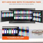 72 Keys Key Lock Box Wall Mount with 72 Numbered Hooks and 72 Colored Key Tags, Key Cabinet with Key Return Drop Slot, Key Storage Box for Home Hotel Office