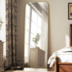 Full Length Mirror 65"x24" Arched Floor Standing Large Mirrors Full Body Mirror with Stand - with Aluminum Frame for Bedroom Living Room, Gold