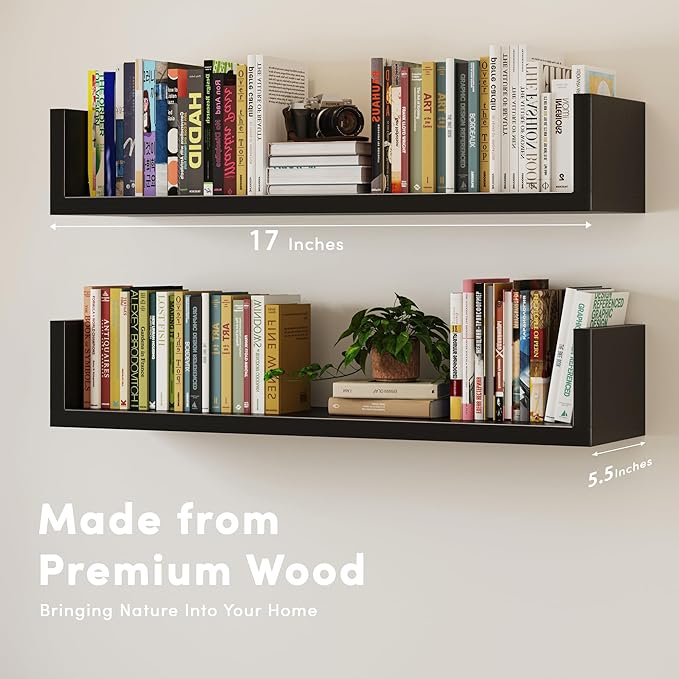 Wall Bookshelf, U Shaped Floating Bookshelf, Hanging Bookshelves