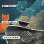 Orange Cat Rugs for Bedroom - 4x5 Area Rug - Cartoon Starry Sky Rugs for Living Room, 3D Cute Cat Rug, Non-Slip Washable Home Decor Carpet