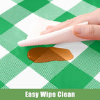 Smiry 3 Pack Green Gingham Disposable Tablecloths - 54" x 108" Heavy Duty Plastic Table Cloth, Waterproof Buffalo Plaid Table Covers for St. Patrick's Day, Banquets, Parties