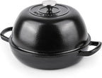 Enamelled Cast Iron Dutch Oven Pot – Dutch Oven For Sourdough Bread Baking – Cast Iron Bread Pot – Black, 6 Quarts, 26cm – by Nuovva