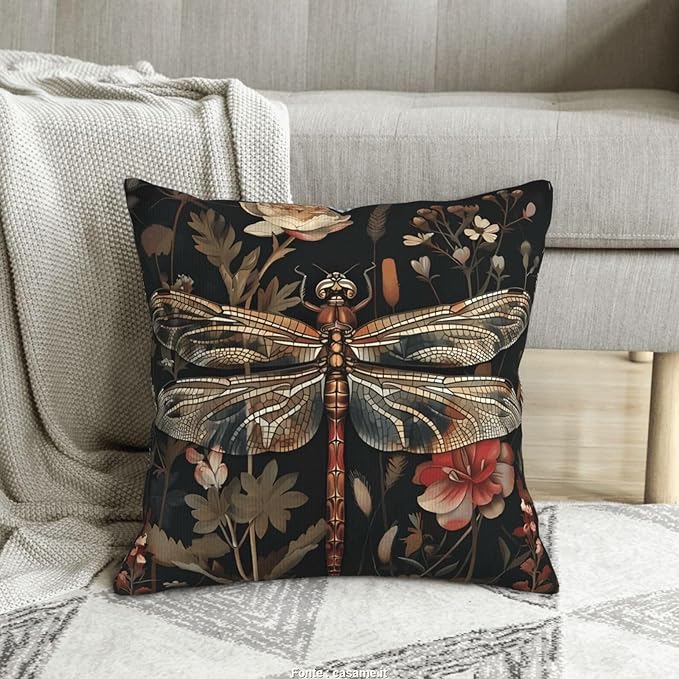 William Morris Abstract Vintage Floral Dragonfly Design 18x18 inches Throw Pillow Covers Square Pillowcases Decor for Bed Couch Sofa Living Room Cushion Covers