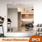 Home Gym Mirror, 48" x 24" - 2PCS, Large Full Length Mirror Wall Mounted for Yoga, Frameless Tempered Glass Wall Mirrors for Home Gym, Dance Studio, Living Room, Bathroom